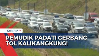 Mobil Pribadi hingga Bus Penumpang, Kendaraan Pemudik Padati Gerbang Tol Kalikangkung!