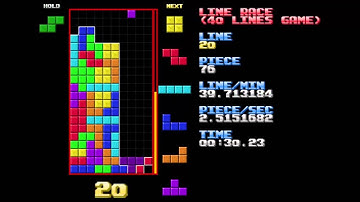 41.38 sec - Line Race - NullpoMino - Tetris - 4-Wide