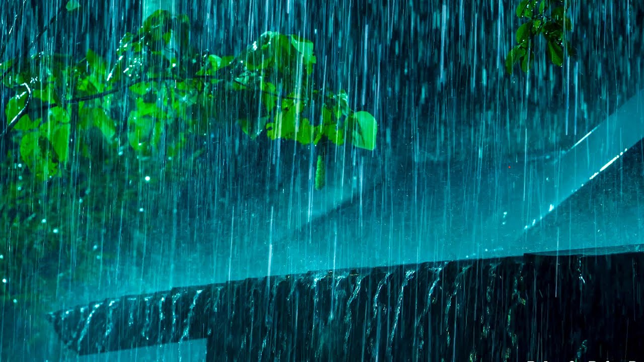 Cure Sleep Difficulties with the Sound of Heavy Rain and Powerful Thunder on the Metal Roof at Night