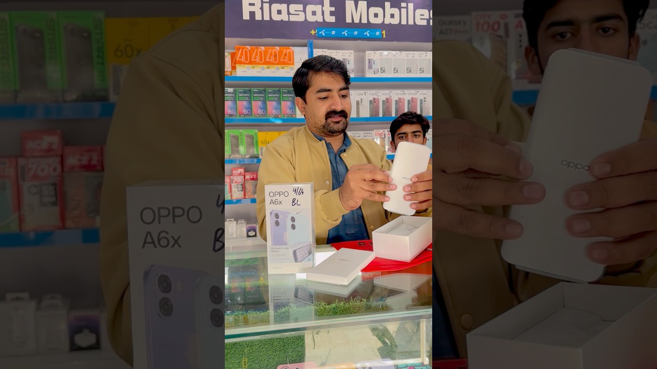 Oppo A6x 4/64GB Color Blue Battery 6500mAh 33W fast charger Unboxing Riasat Mobiles J.P.B 