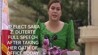 Sara Z. Duterte Inaugural Address after taking her oath of office today in Davao City