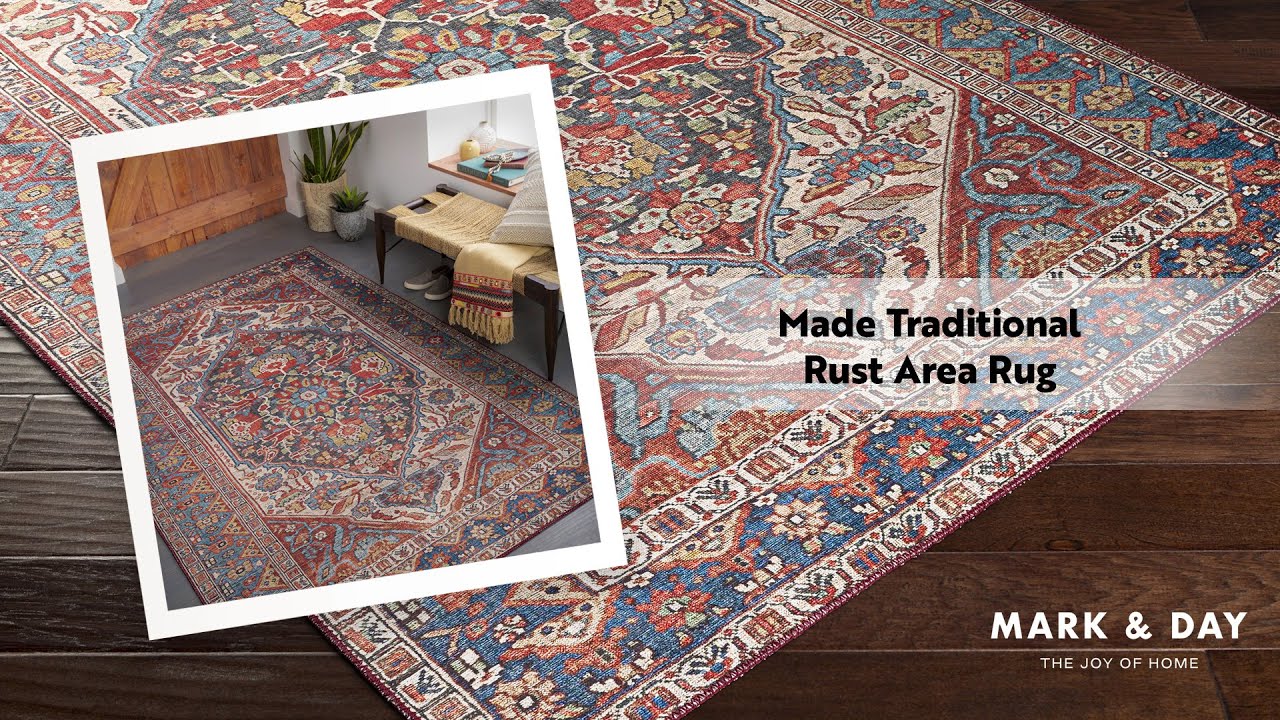 Made Traditional Rust Area Rug