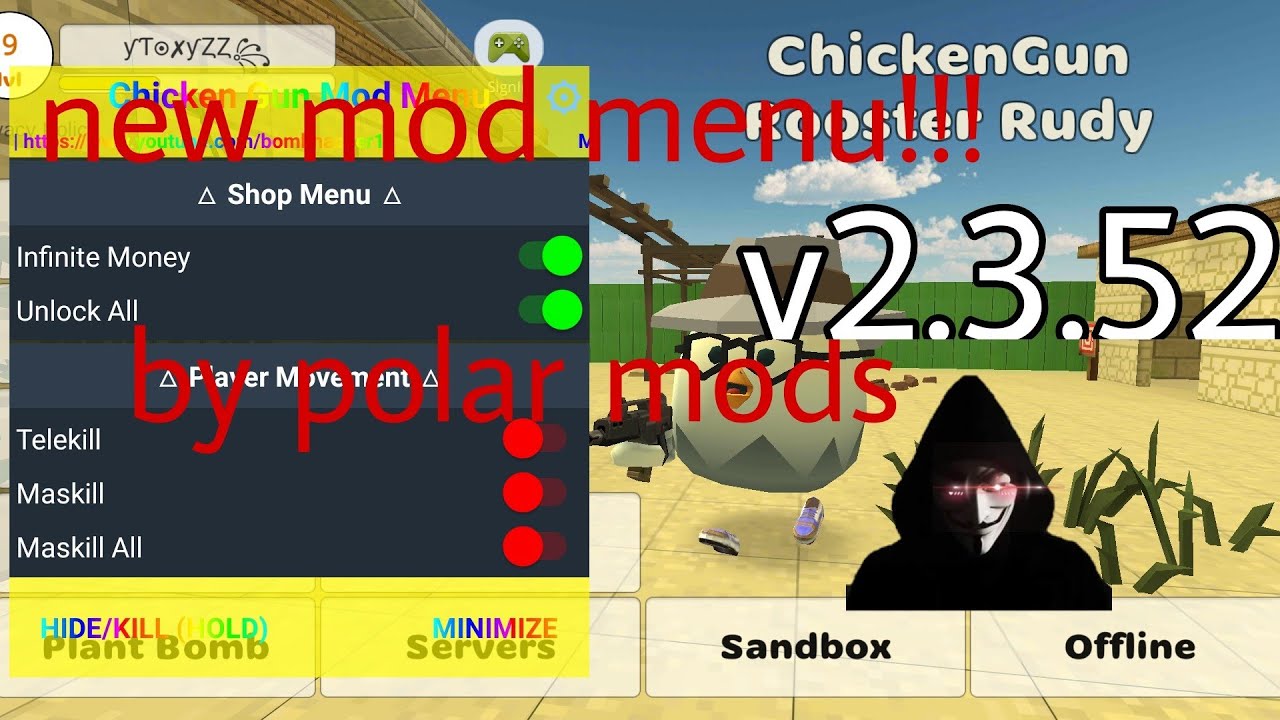 INCRÍVEL! 😱 O MELHOR MOD MENU PARA CHICKEN GUN》NO ADS + MONEY