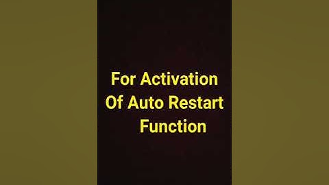 For Activation of auto restart Function Haier Ac