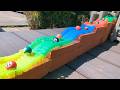 Marble Run Race ☆ Handmade brick staircase colorful rail course
