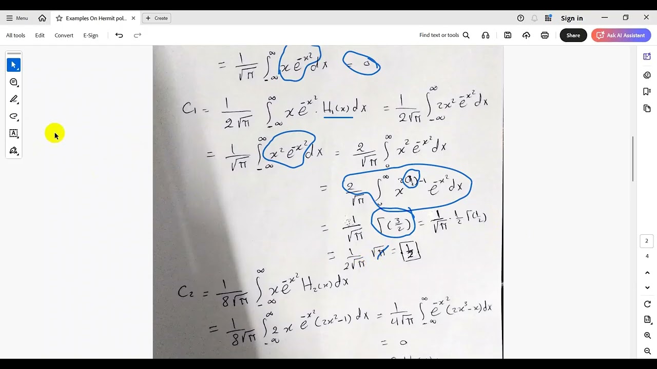 Examples of Hermite polynomials