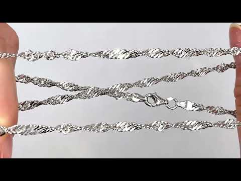 Срібний ланцюжок родований Сінгапур С50РодЦ2 ширина 3 мм довжина 45, видео 1