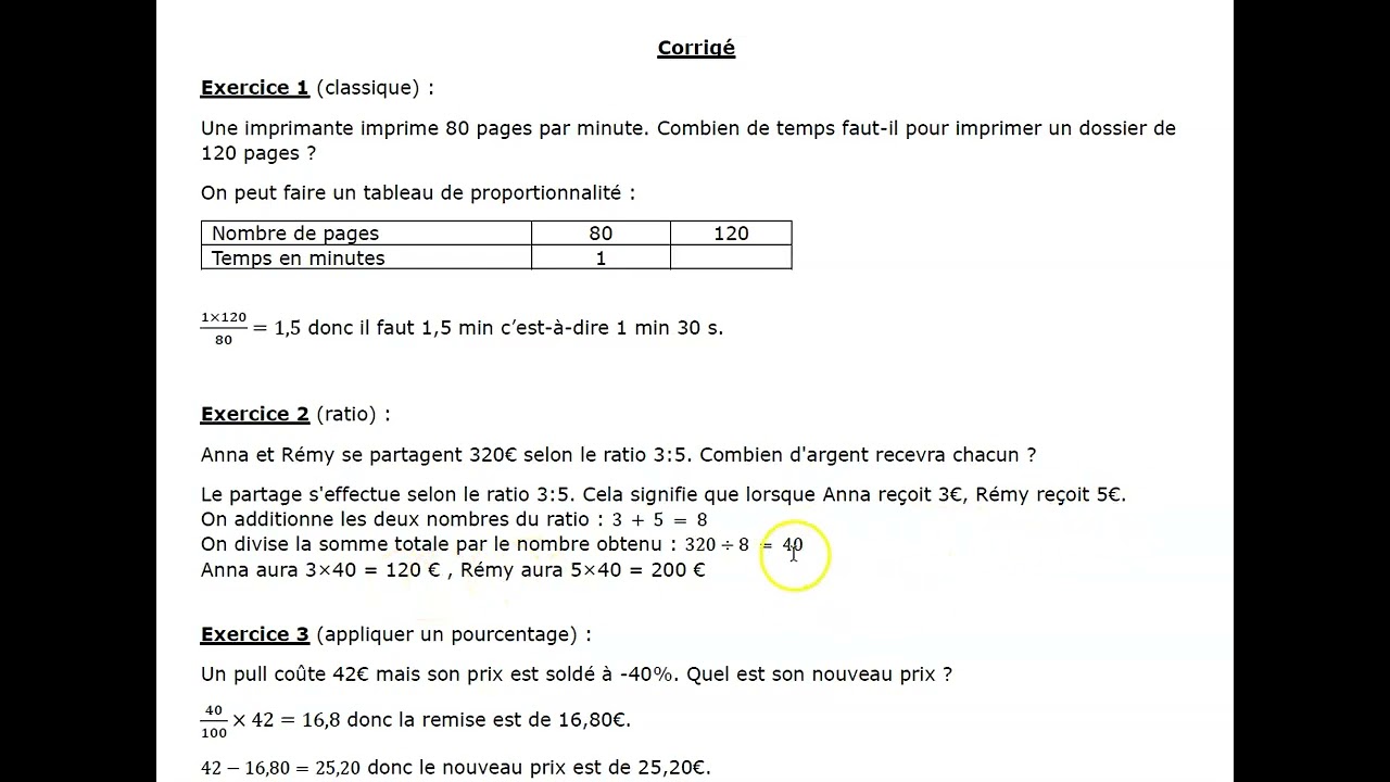 Proportionnalité 4ème