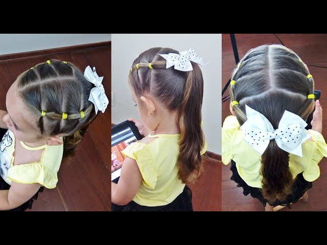 Penteado Infantil Fácil com Ligas em Zig Zag 💖