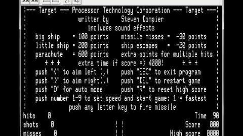 TARG video game for the Sol-20 microcomputer