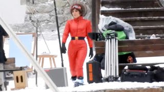 Lady Gaga and Adam Driver filming 'House of Gucci' in Gressoney St. Jean, Italy.