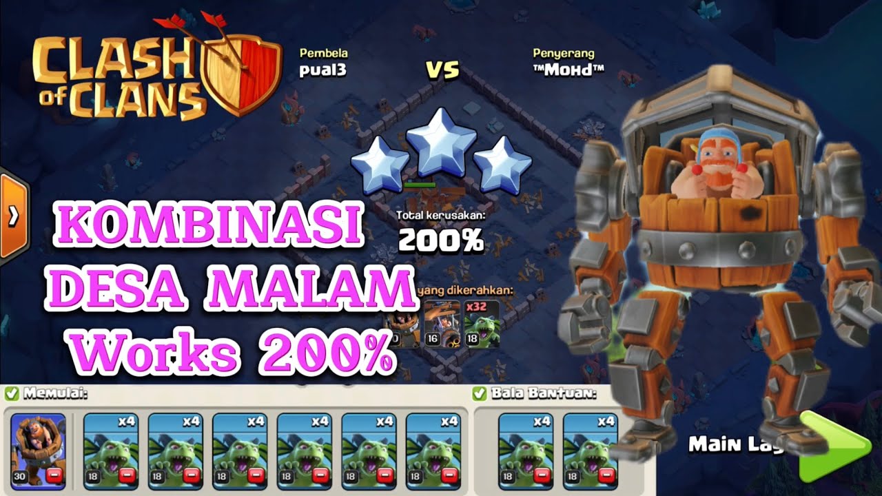 TROPERS SIMPLE DESA MALAM clash of clans YouTube