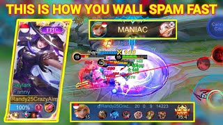 SUPER FAST HAND SPEED FANNY WALL SPAM = AUTO WIN?? | Mobile Legends