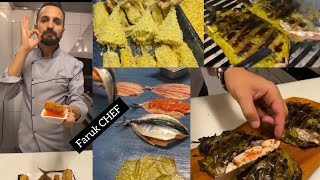 Grilled Bonito and Monster Fish in Grape Leaf 🐟 Faruk CHEF