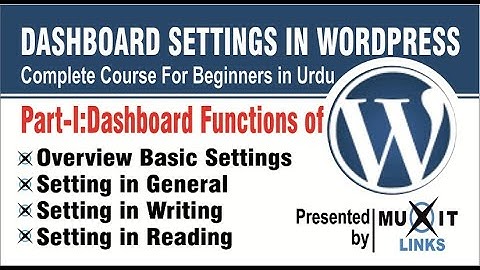 WordPress Dashboard Settings in Urdu Part I
