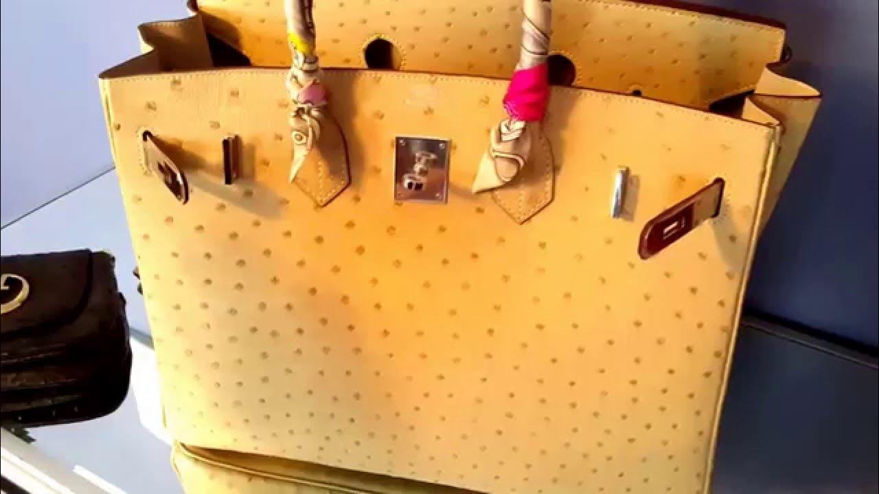 Review of Extremely Rare Hermes Birkin Ostrich Parchemin 35 Bag