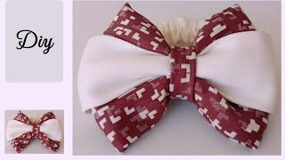 كيفية صنع ربطة شعر  scrunchie | فيونكة مزدوجة الطبقات diyscrunchies sewin scrunchiestutorial