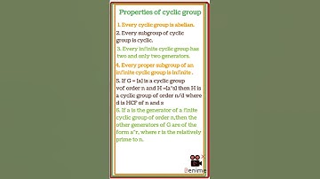 Properties of Cyclic group # Group theory #rpsc #maths