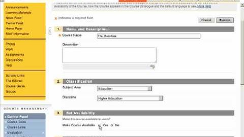 Staff guide to making a module available to students on Blackboard