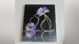 Classic art of lavender flowers blooming acrylic painting 