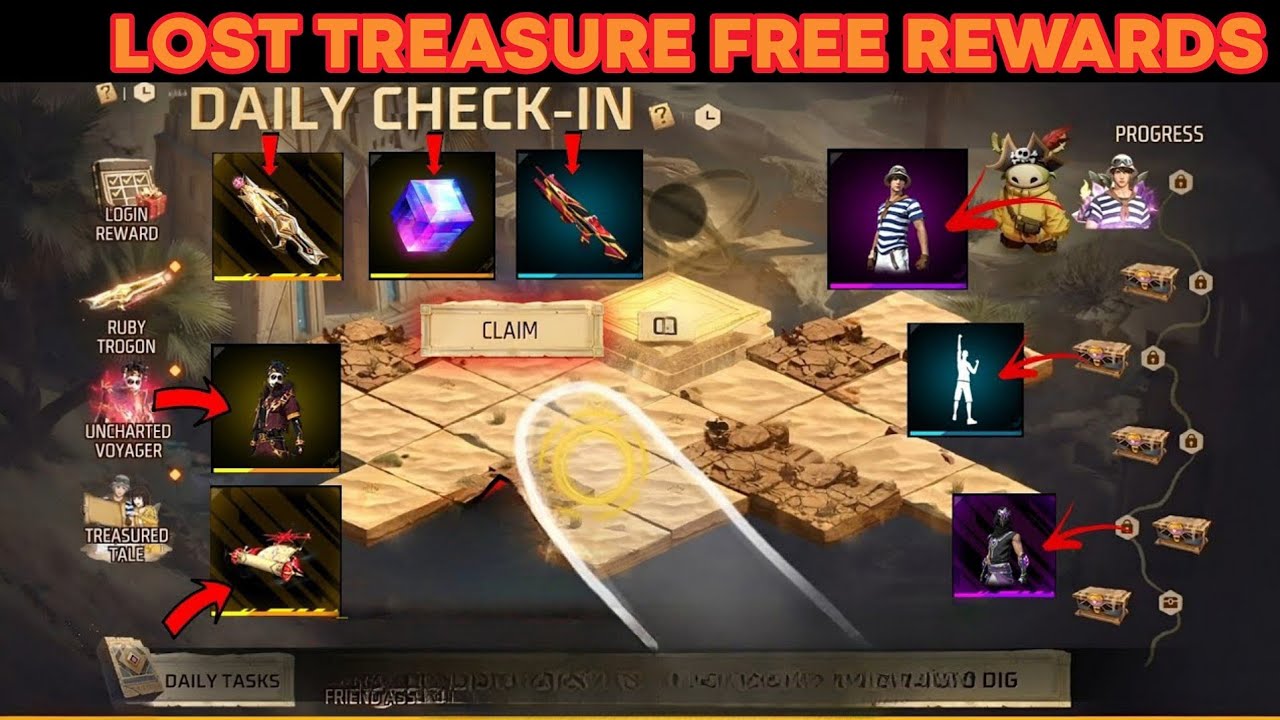 LOST TREASURE ALL FREE REWARD'S കണ്ടോ🔥 TONIGHT UPDATE FREE FIRE| FREE FIRE NEW EVENT MALAYALAM| FF 