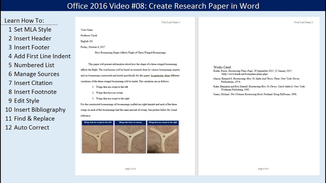 microsoft office research paper