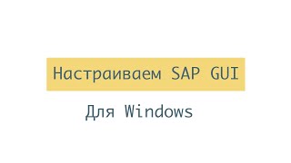Настраиваем SAP GUI в Windows
