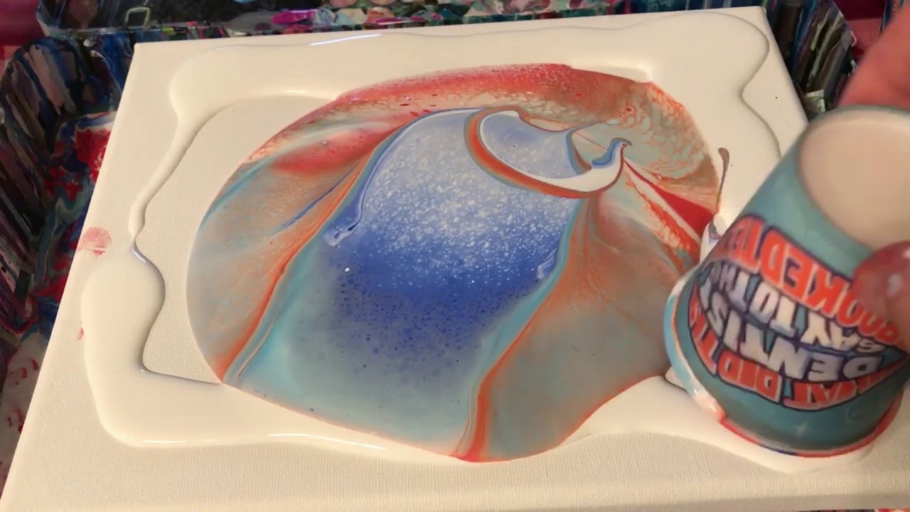 Red, White and Blue Flip Cup Acrylic Pour Fluid Art - YouTube