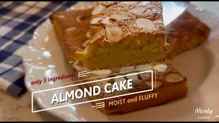 3-ingredient-Almond Cake: Moist, Fluffy, Fragrant