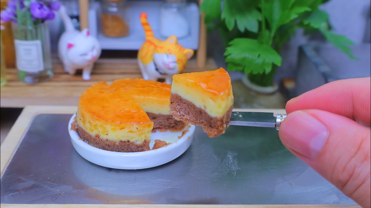 食べられるミニチュア料理 | 世界一小さいプリンケーキ￼ | Miniature Hieu’s Kitchen