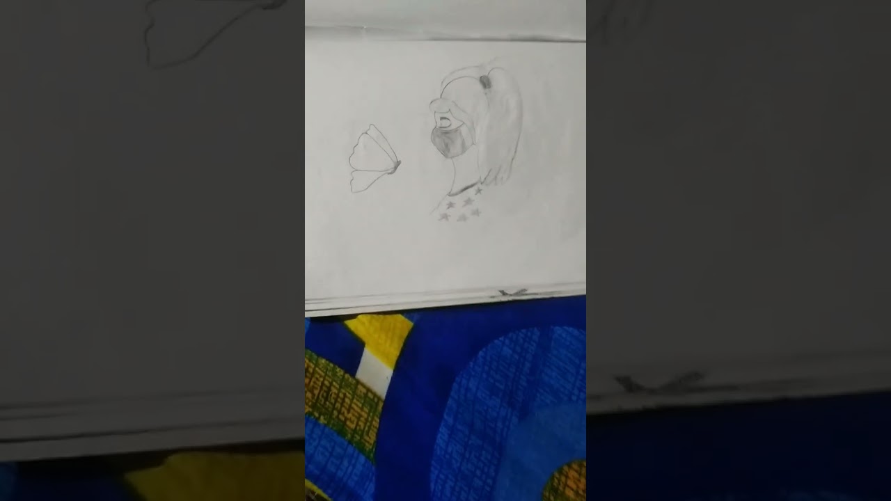 girl drawing with butterfly 