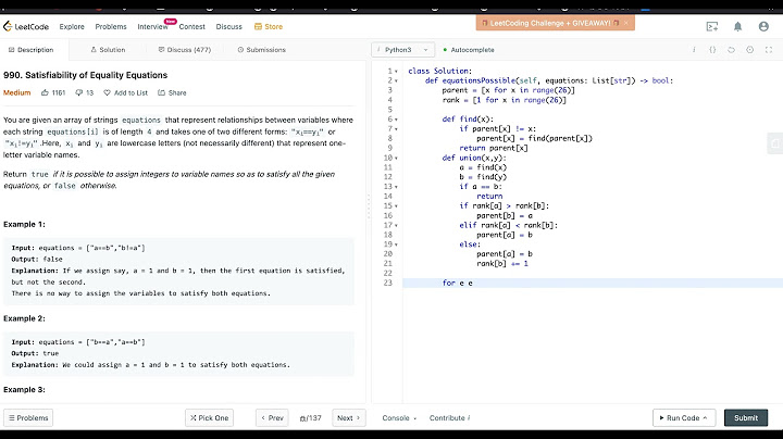 Leetcode 990. Satisfiability of Equality Equations