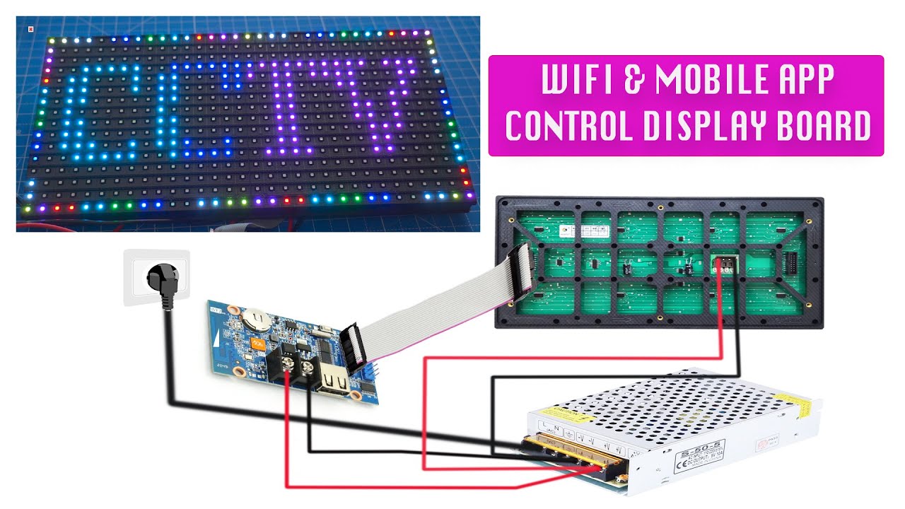 Colourful DIY LED Display Board using P10 Panel & HD-WF2 Wiring, WI-FI & Mobile APP Setup - YouTube