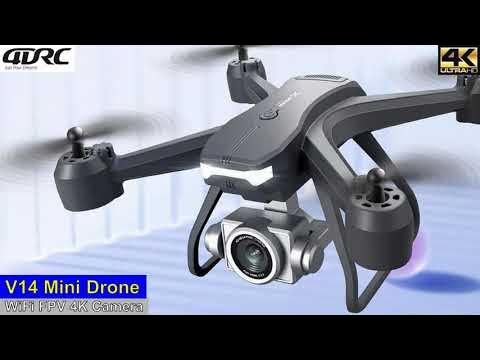 4DRC V14 Drone with 1080P HD Camera Live Video 120°Wide-Angle Wifi Altitude  Hold, 3D Flip 2 Batteries Black
