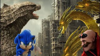 Godzilla And Sonic Vs King Ghidorah And Eggman