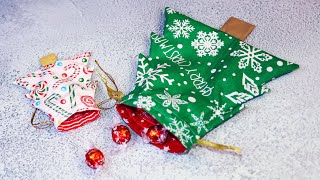 DIY Christmas Tree Drawstring Bag // Free sewing pattern in 5 sizes