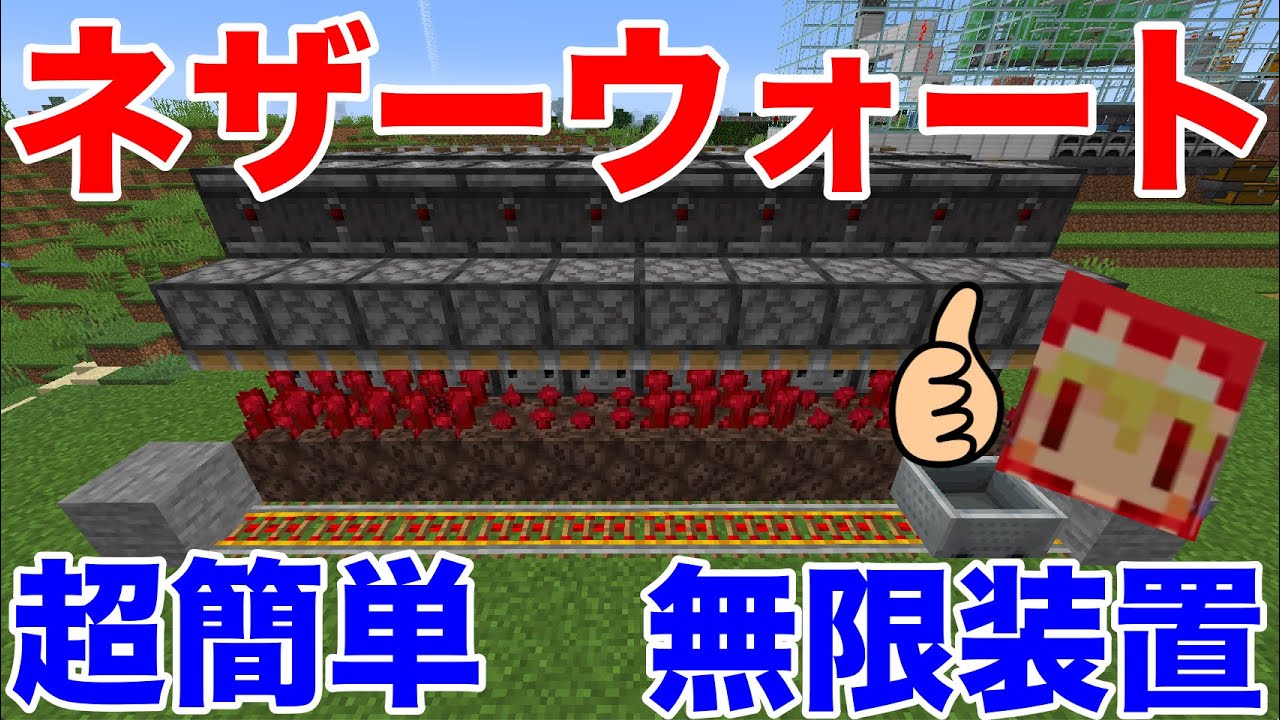 自動ネザーウォート無限増殖装置 回路は簡単なのに栽培して育てて回収までできて便利 作り方は簡単 サバイバルマイクラ1 16バニラゆっくり実況 超初心者マインクラフト ソラクラシーズン２ ４４日目 Youtube