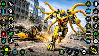 Octopus Robot Car Monster Truck Jet Transformation Robot Game Mega Fight in City - Android Gameplay screenshot 4