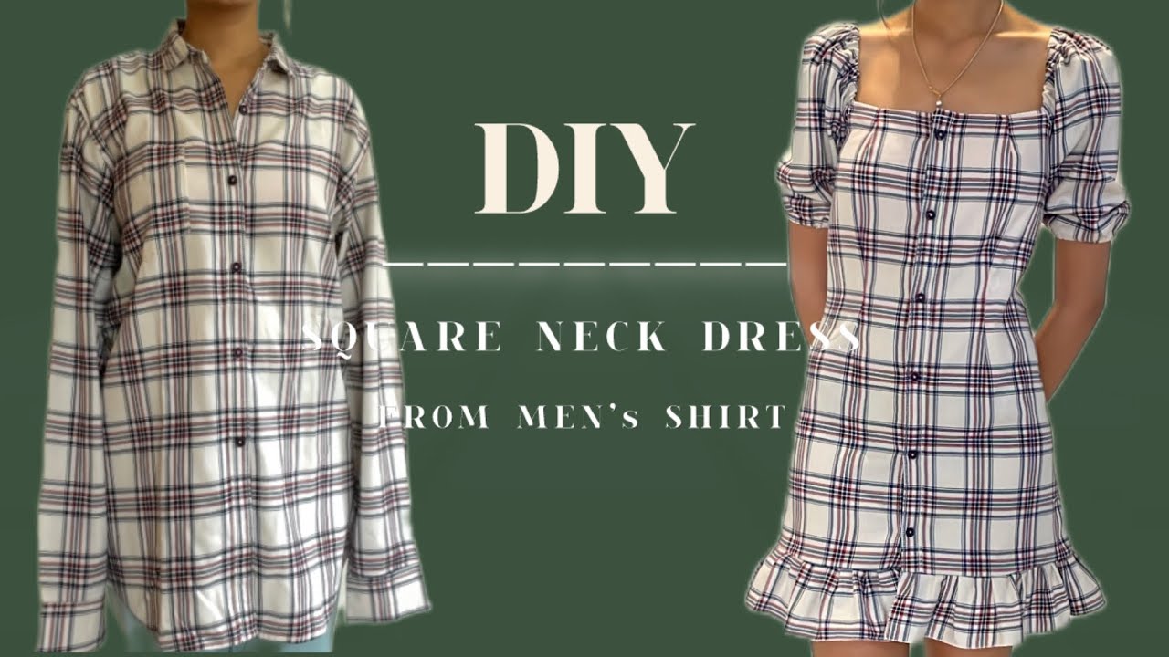 Recycle Men’s Shirt into Puff Sleeve Dress | How to make one piece from SHIRT |DIY Puff sleeve Dress