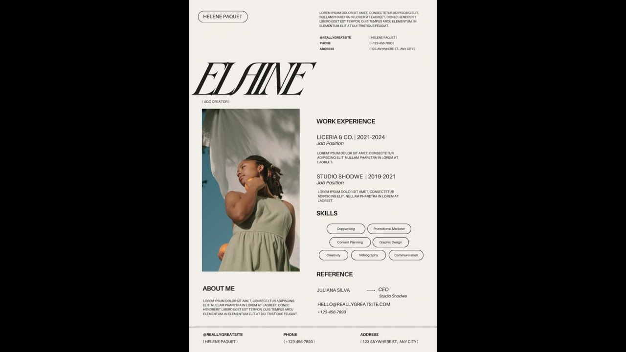 Beige Aesthetic Modern UGC Content Creator Creative CV Resume - Modern Design