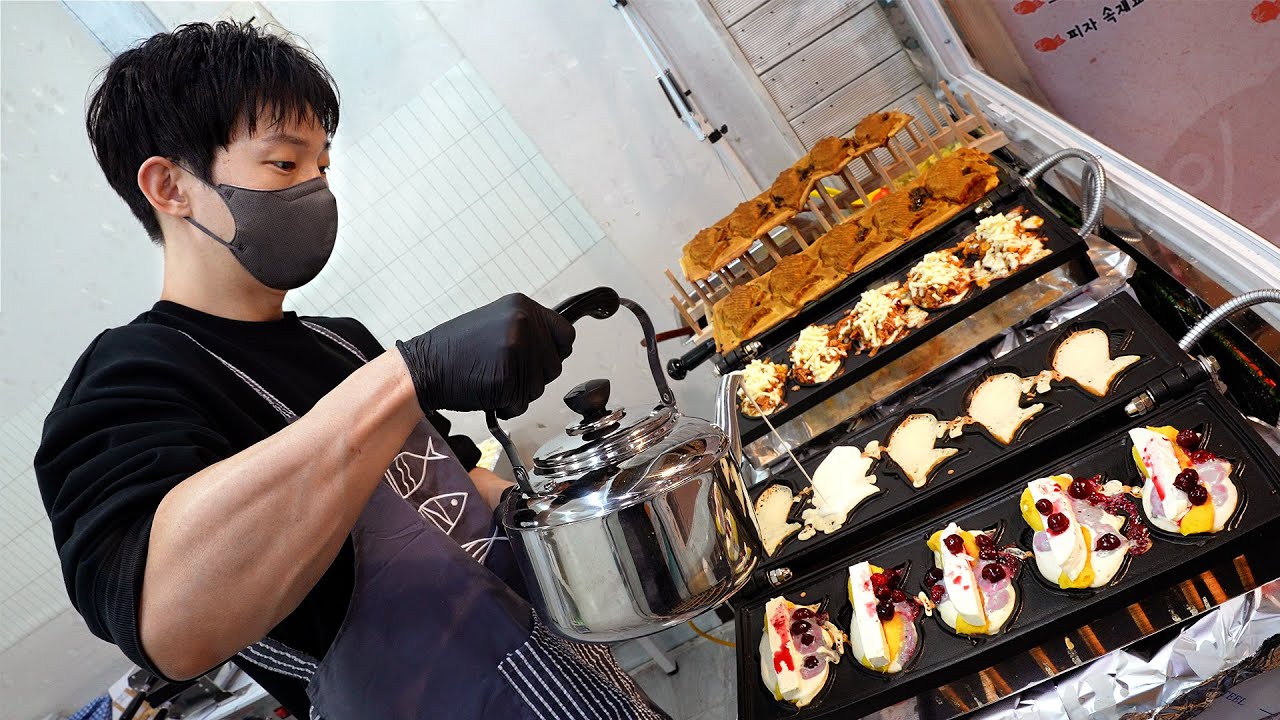 산더미 붕어빵으로 시장을 평정했다? 시장 구석에서 줄서서 먹는 토핑 폭탄 붕어빵집  ┃fish-shaped bun / Korean street food