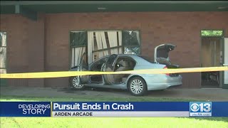 Pursuit Ends With Car Crashing Into Building