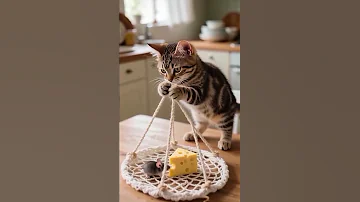 الفأر في الشبكة و Cat النظافه Cute موسيقار Kitten الجيلي Funny المراه Cutecat الظروف 