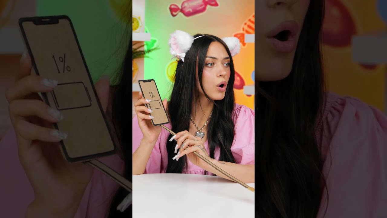 He repaired the paper charger for the paper phone || Yay, it’s charging! 🤣📄🔌 