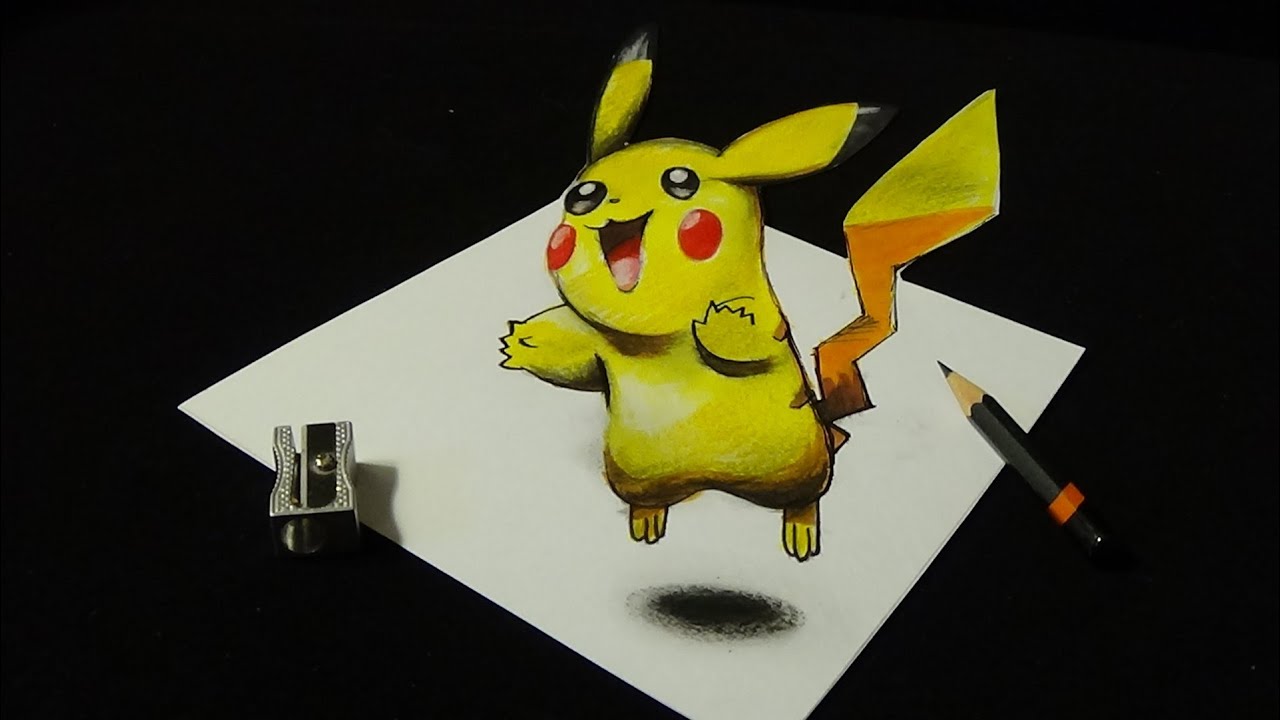 ⁣Drawing a 3D PIKACHU, Pokemon GO Illusion