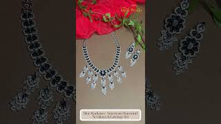 Luxurious Blue Radiance | American Diamond Necklace &amp; Earrings Set by Tanbhutti