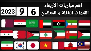 اهم مباريات اليوم الأربعاء 6-9-2023 والقنوات الناقلة و المعلقين