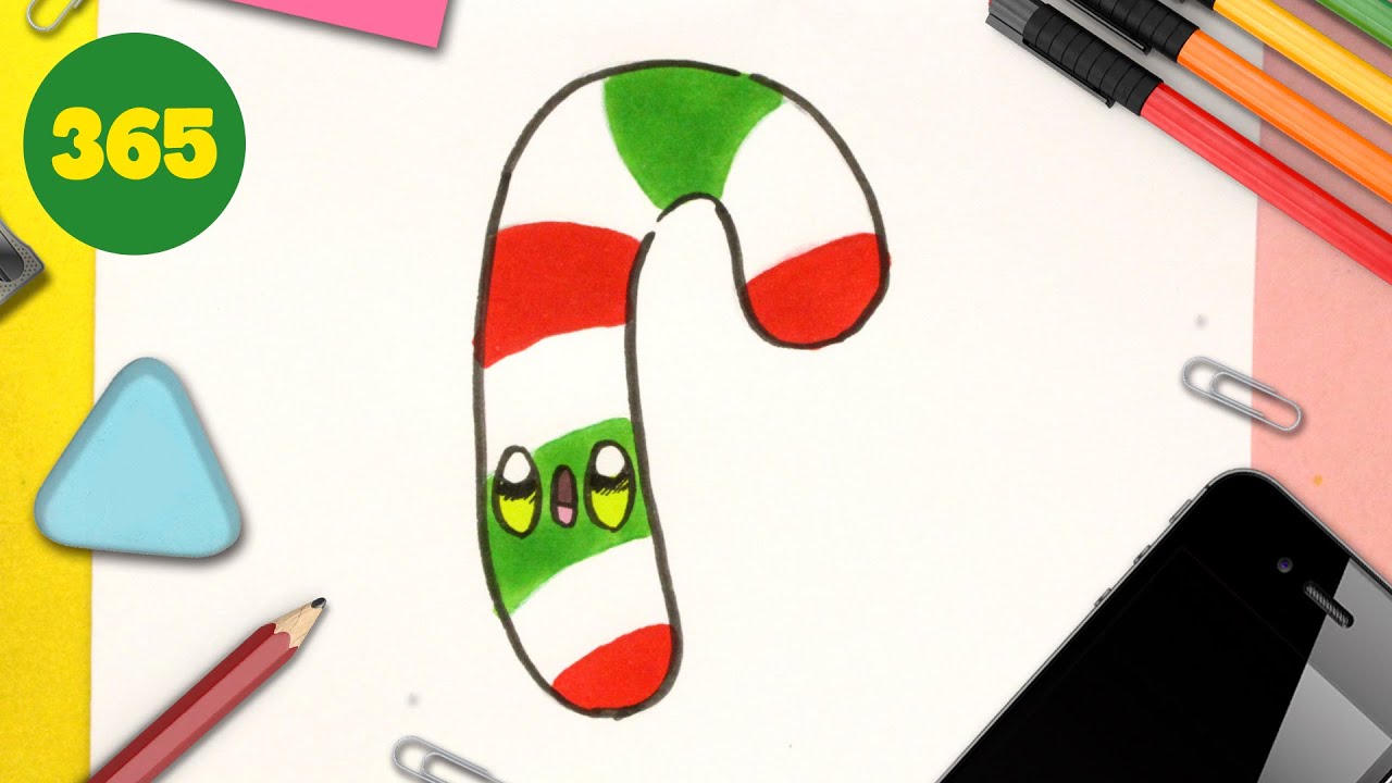 Comment dessiner une SUCRE D'ORGE kawaii 💖 Dessins de Noël 💖 dessins