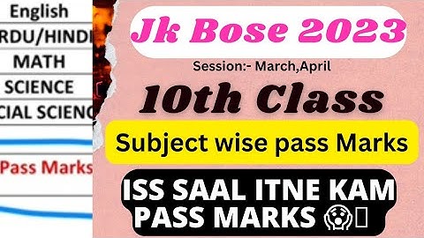 Jk Bose Class #10th Subject Wise Pass Marks || Jk bose Class 10th Model Papers
