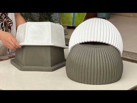 Smart Idea - Creating Cement Plant Pots From Plastic Molds